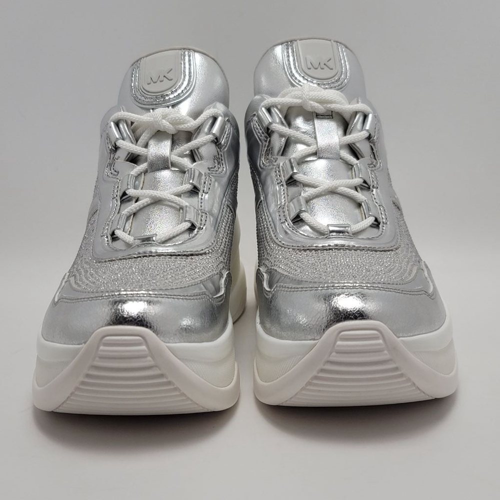 Michael Kors Olympia Extreme Trainer Sneakers Size 9M Crystal Metallic Silver - Picture 12 of 15